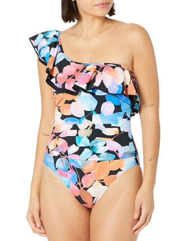 Profile by Gottex Color Rush Woman One Shoulder One Piece Black Multi size 6 Profile by Gottex