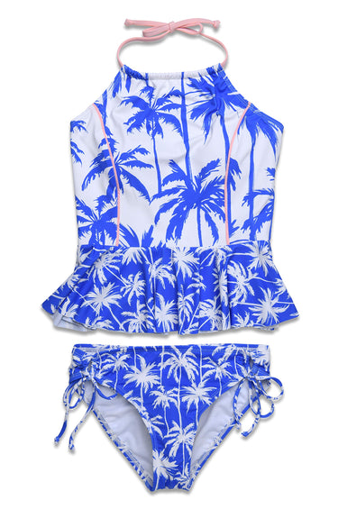 Hobie Girls' High Neck Peplum Tankini Top & Ajustable Hipster Swimsuit Set, 10 Hobie