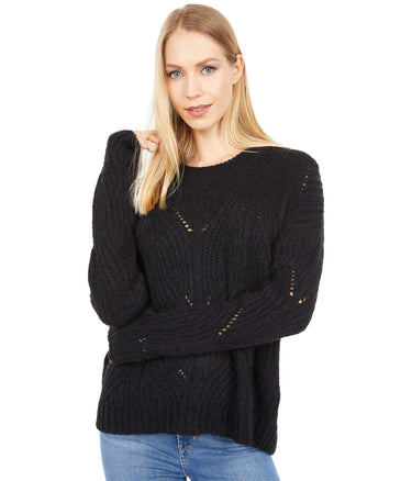Madewell Women's Fawn Pointelle Pullover Sweater Heather Soot LG Madewell