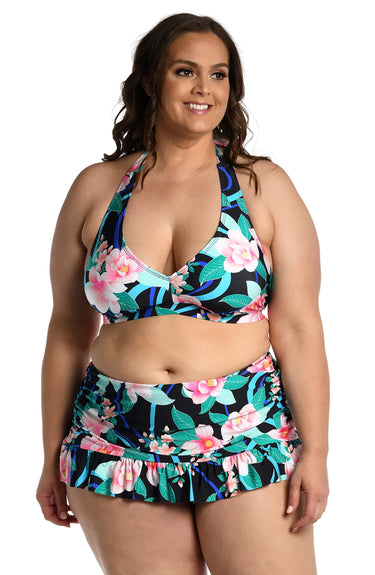 La Blanca Women's Halter Bikini Top, Aquamarine//Dip Into The Wild Size 16 La Blanca