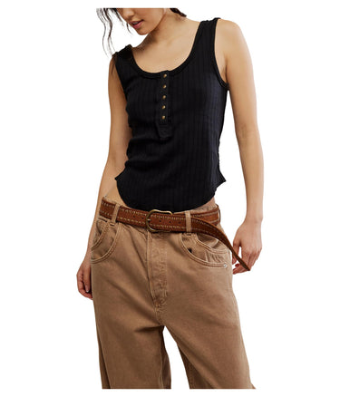 Free People Womens Care Bryson Henley Tank Black Small Free People