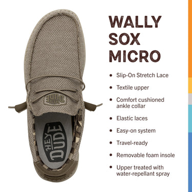 HEYDUDE Men's Wally Sox Slip On Shoe, Beige Size 12 Lightweight
