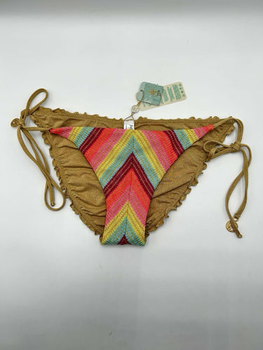 Luli Fama Woman’s side-tie Swim bikini bottoms Metallic Gold Multicolor Size XL Luli Fama