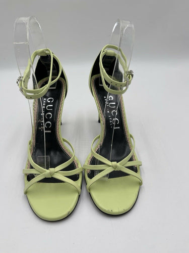 Gucci Nappa Charlotte GG Ankle Strap High Heel Sandals in pistachio Size 37.5