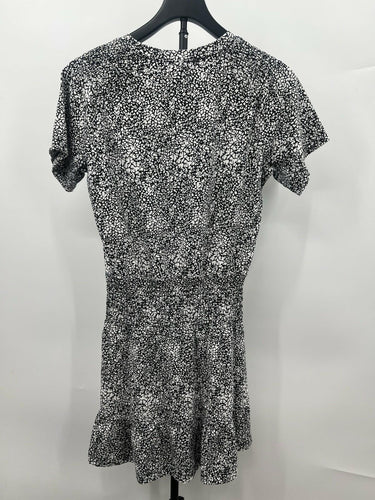 Parker NY Dress Midnight Jasmine Black White Floral Mini Ruffle XS Flowers