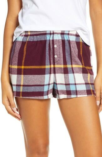 Women's Bp. Flannel Boxer Shorts Burgundy size M BP.