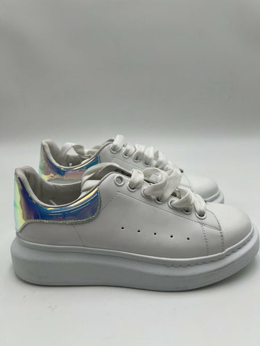 Women’s Alexander McQueen Oversized Sneakers in white iridescent heel Size 37 Alexander McQueen
