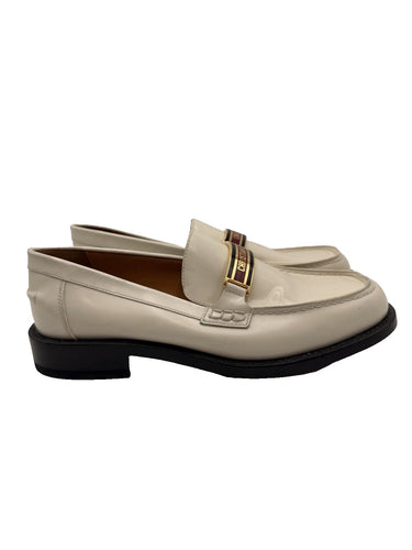 Women's Christian Dior Code loafers white brushed calfskin Leather Size 39D Dior