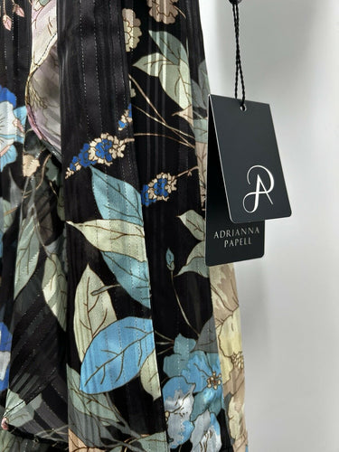 Adrianna Papell Women's Chiffon Printed Wrap Dress Black Multi Floral Size S