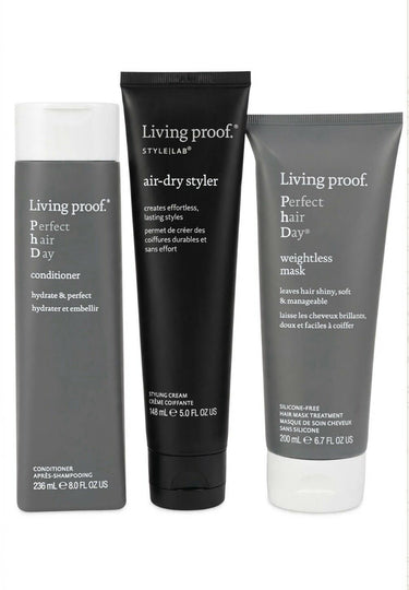 Lot 3 Living Proof PhD Conditioner Air Dry Styler Weightless Mask Full Size Living Proof