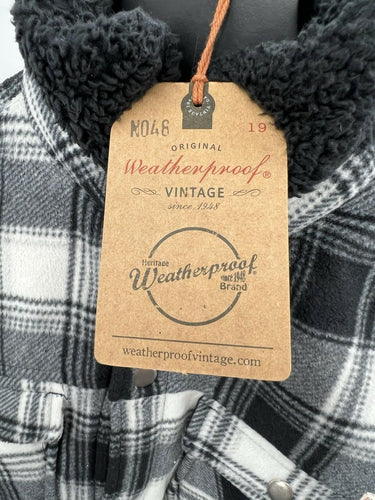 Weatherproof Vintage Shacket Womens Black White Plaid Sherpa Fleece 14 Weatherproof