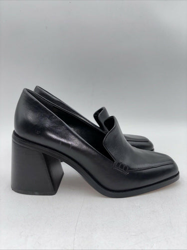 Vince Camuto CELSI Black Leather Square Toe Block Heel Slip On Pumps, Size 10 M Vince Camuto