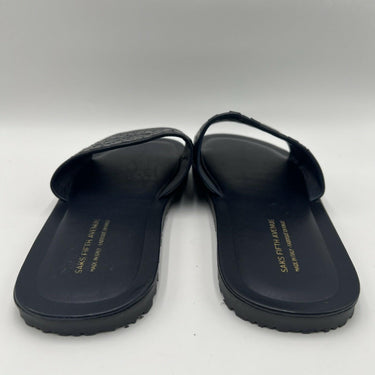 Men’s Saks Fifth Avenue woven Navy Blue leather slide sandals Size 10M Saks Fifth Avenue
