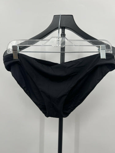 Seafolly Australia Bikini Bottom Black Solid Twist Hipster Swim US 12 Seafolly