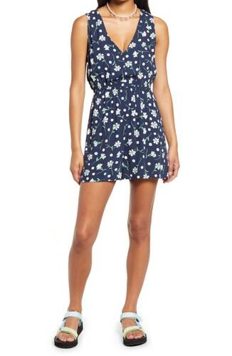 BP. Woven V-Neck Romper, Navy Blazer Sophie Floral Size XS BP.
