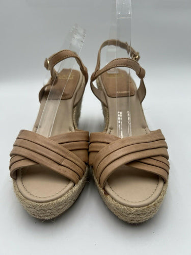 Sofft Tan Leather Espadrille Wedge Sandals Size 9.5M