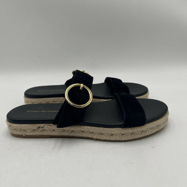Women’s Stuart Weitzman black suede espadrille slide sandals Size 7.5B Stuart Weitzman