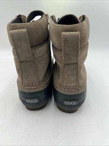 NWOB Sorel Big Girl Cheyanne II Beige Black Lace Up Ankle Duck Boot Size 6