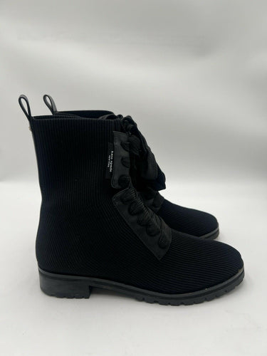 Kate Spade Merigue Knit Combat Boots Black Lace Up Ankle Bootie Womens SIZE 9 kate spade new york