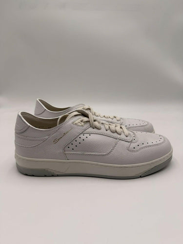 Santoni Sneak-Air Lace Up Low Top sneakers White In tumbled leather Size 8.5 Santoni