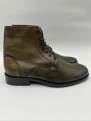 Saks Fifth Avenue Men's Lace-Up Lined Green Leather Boots Size 7M Saks Fifth Avenue