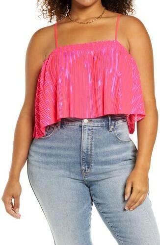 BP. Plissé Crop Camisole in Pink Knockout Size 1X BP.