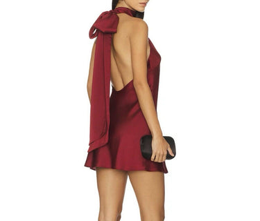 NWT Show Me Your Mumu Lisa woman Mini Dress in Cranberry Luxe Satin Size M Show Me Your MuMu