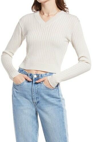 BP. Reagan Rib Crop Sweater in Ivory Size Small BP.