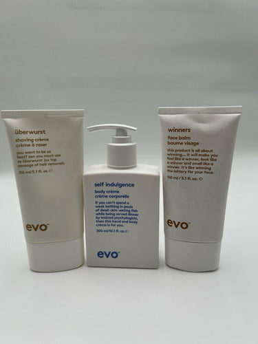 EVO Men Grooming Trio Body Creme 300ml Face Balm Shaving Creme 150ml EVO