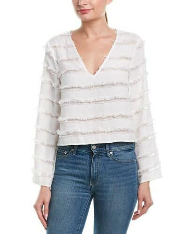 BCBGeneration Women's V-Neck Blouse, Optic White, XS BCBGeneration