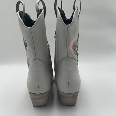 GOLO Jesse Cactus White Leather Pointed Toe Side Zip Western Booties Size 10