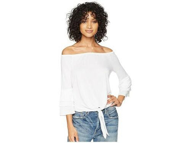 Amuse Society Bonjour Summer Knit Top (White) Women's Size L Amuse Society