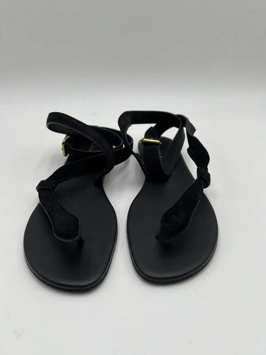 Christian Dior "Dior Up" flat thong sandals Black Leather / Suede Size 37 Dior