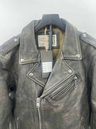 D73 U.S.A Original Leather Moto Jacket Coluche Cow Anthracite Size XL