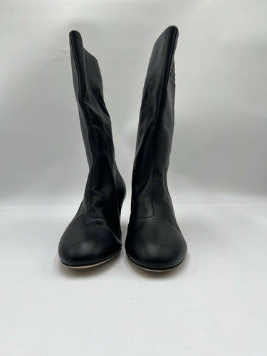Fendi Karligraphy-motif 55mm leather boot Black Leather Size 38