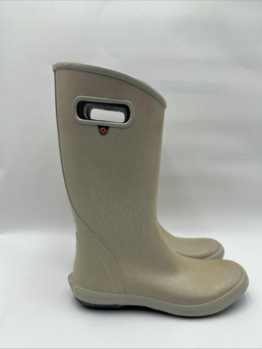 Bogs Rain Boots White/Silver Glitter Size 10 Bogs