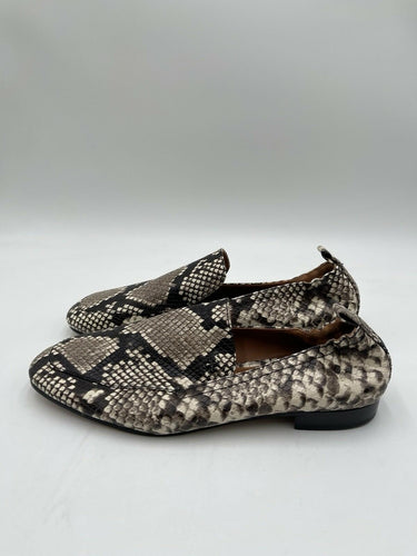 Tory Burch Women's Kira Snake Embossed Stretch Travel Loafer Black/White Sz 8.5M