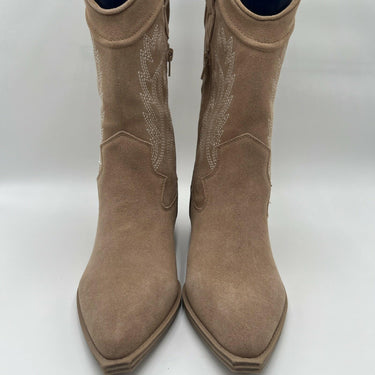 Women’s Crown Vintage Stava Cowboy Boot Beige Suede Leather Size 8.5M Crown Vintage