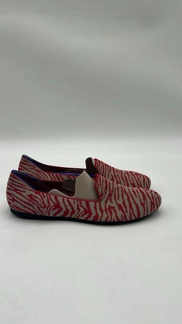 Women’s Rothy’s “THE LOAFER” White/Red Zebra Print Knit Round Toe Flats Size 8 Rothy’s