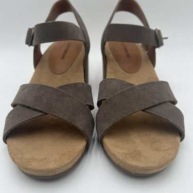 Women’s Lucky Brand Payton block-heel sandal Gray Suede Size 7M Lucky Brand