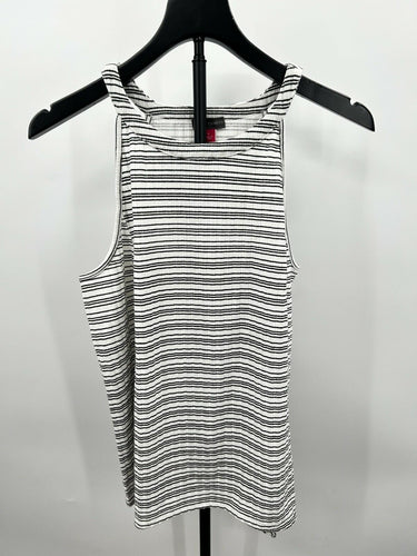 Vince Camuto Woman’s Black/white Stripped Top Rib Knit Size L Vince Camuto