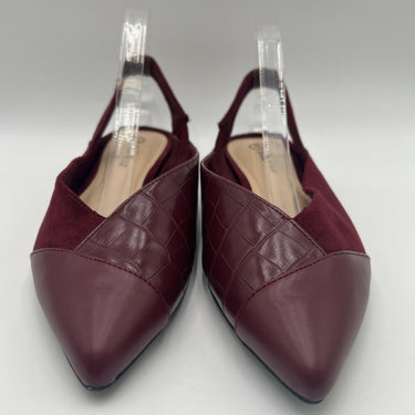 Women's Bella Vita Milla Pointed Toe Slingback Flats Shoes Burgundy Size 11W Bella Vita