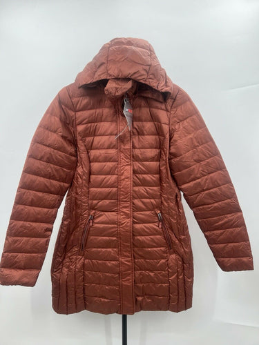 32 Heat Degrees Packable Down Hooded Full Zip Puffer Jacket, Orange Size S 32 Degrees