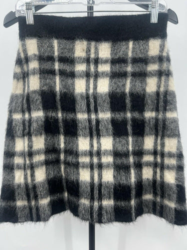 Polo Ralph Lauren Plaid Mini Skirt Fuzzy Mohair Check Wool Blend Sweater S Ralph Lauren
