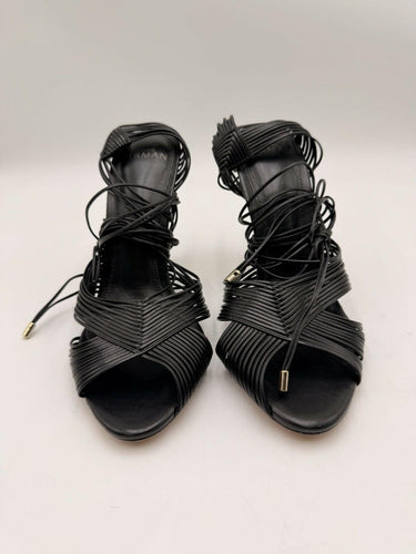 Alexandre Birman Ginny 100mm strappy leather sandals in black Leather Size 37.5