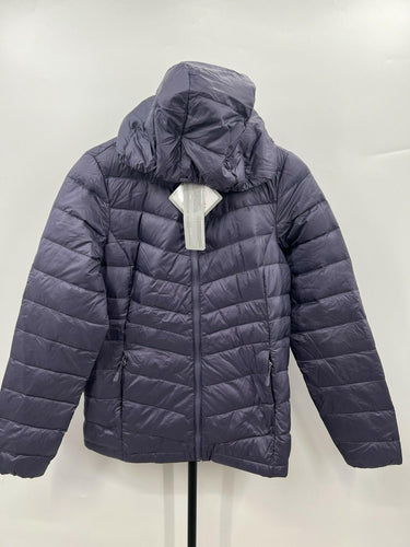 32 Degrees Jacket Womens Gray Purple Hooded Packable Down Puffer Chevron Warm XS 32 Degrees