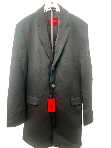 NWT HUGO by Hugo Boss Mens Black Wool Blend Coat 42R HUGO BOSS