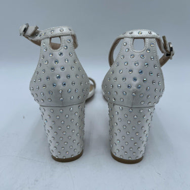 Women’s Stuart Weitzman Nearlynude Satin Ivory Embellished Sandal Size 5B Stuart Weitzman