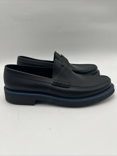 Men’s Saks Fifth Avenue black matte waterproof rubber penny loafers Size 8 Saks Fifth Avenue