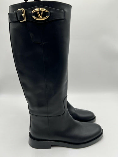 Valentino Garavani 30mm VLogo The Bold Edition Black Leather boots Size 39 Valentino